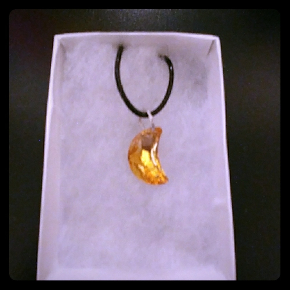 Sunset Orange Crystal Moon Necklace